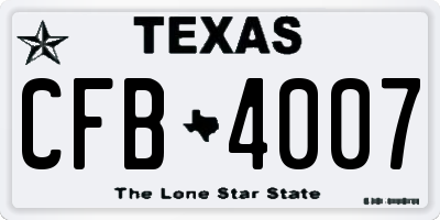TX license plate CFB4007