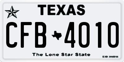 TX license plate CFB4010