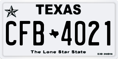 TX license plate CFB4021