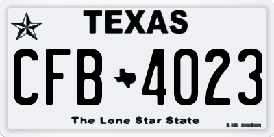 TX license plate CFB4023