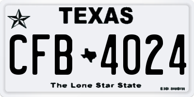 TX license plate CFB4024