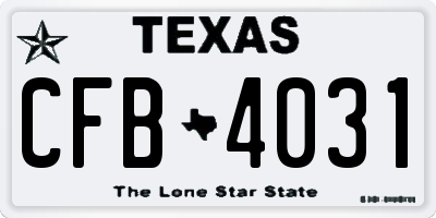 TX license plate CFB4031