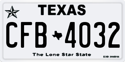 TX license plate CFB4032