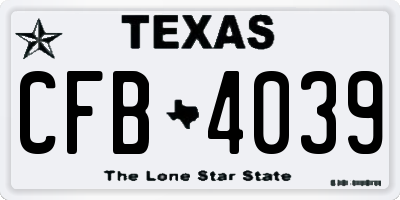 TX license plate CFB4039