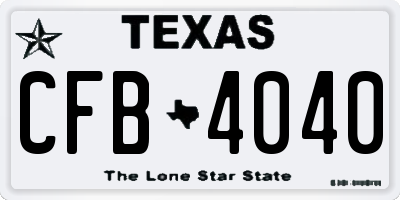 TX license plate CFB4040