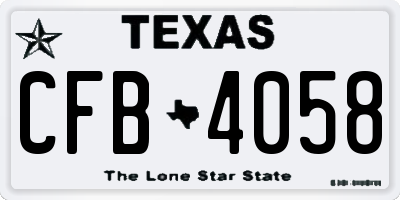 TX license plate CFB4058