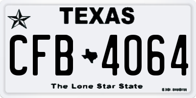 TX license plate CFB4064