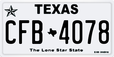 TX license plate CFB4078