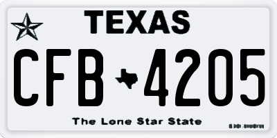 TX license plate CFB4205