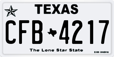TX license plate CFB4217