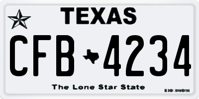 TX license plate CFB4234