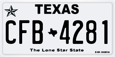 TX license plate CFB4281