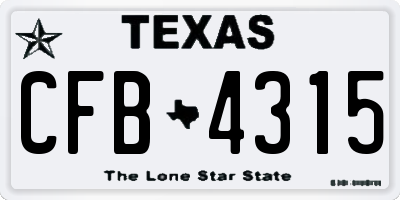 TX license plate CFB4315