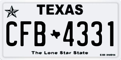 TX license plate CFB4331