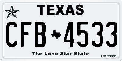 TX license plate CFB4533