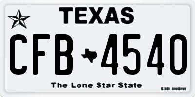 TX license plate CFB4540