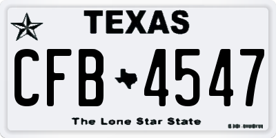 TX license plate CFB4547