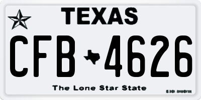 TX license plate CFB4626