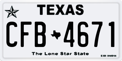 TX license plate CFB4671