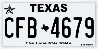 TX license plate CFB4679