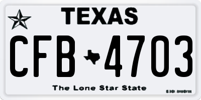 TX license plate CFB4703