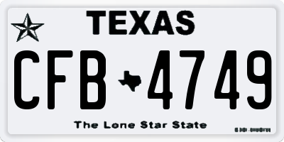 TX license plate CFB4749