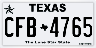 TX license plate CFB4765
