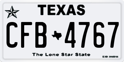 TX license plate CFB4767