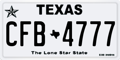 TX license plate CFB4777