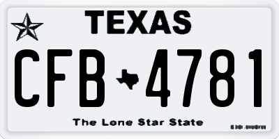 TX license plate CFB4781