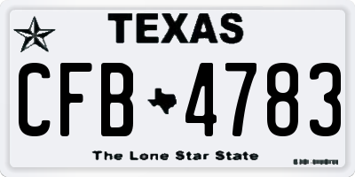 TX license plate CFB4783