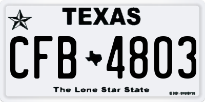 TX license plate CFB4803