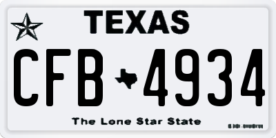 TX license plate CFB4934