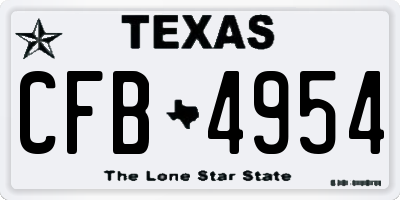 TX license plate CFB4954