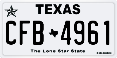 TX license plate CFB4961