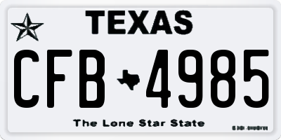 TX license plate CFB4985