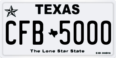 TX license plate CFB5000