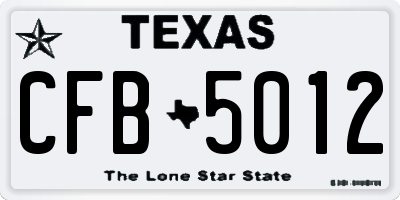 TX license plate CFB5012