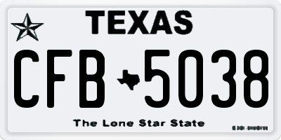 TX license plate CFB5038