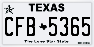 TX license plate CFB5365