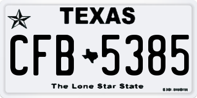 TX license plate CFB5385