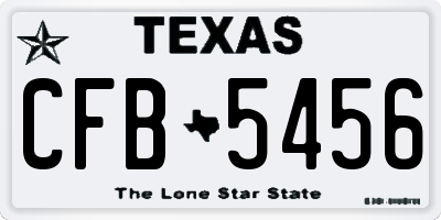 TX license plate CFB5456