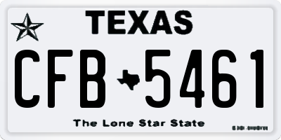TX license plate CFB5461