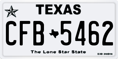 TX license plate CFB5462