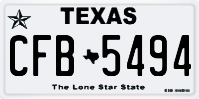 TX license plate CFB5494