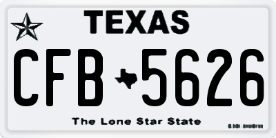 TX license plate CFB5626