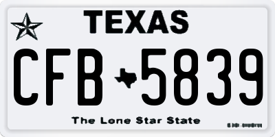 TX license plate CFB5839