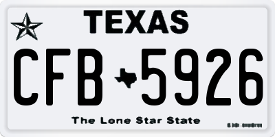 TX license plate CFB5926