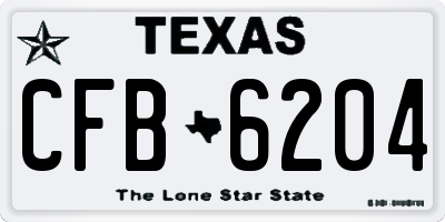 TX license plate CFB6204