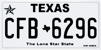 TX license plate CFB6296